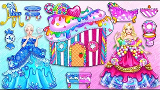 Ice Magic Saved the Broken Candy House!🍭😱🍬 DIY Paper Doll Makeover
