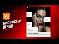 Creative Grid Poster design in Illustrator Grid Image poster design I Adobe Illustrator 2025