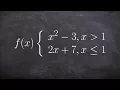 Tutorial for evaluating a piecewise function given three different values