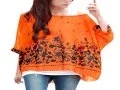 New Allegra K Lady Batwing Sleeve Floral Prints Chiffon Oversize Shirt Ora Product images