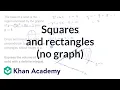 Volume with cross sections squares and rectangles no graph AP Calculus AB Khan Academy