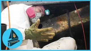53. ELECTRIC SAILBOAT Conversion Progress – Removing the Diesel Tank and Painting – DIY Sailing
