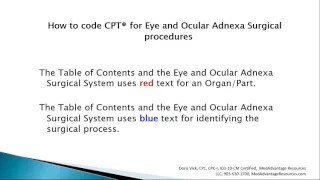 How to Code CPT for Eye and Ocular Adnexa Surgical Procedures