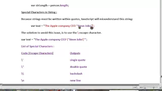 JAVASCRIPT STRINGS LENGTH SPECIAL CHARACTER