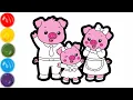 Happy Piggy Family Coloring Adorable Farm Friends