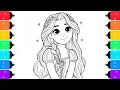 Coloring Disney Princess Rapunzel Coloring Pages Markers