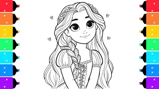 Coloring Disney Princess Rapunzel Coloring Pages Markers