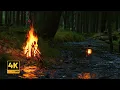 4K Campfire Lantern by the dark River Soothing Natural Sounds