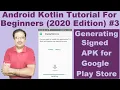 How to Generate Signed APK In Android Studio Android Kotlin Tutorial