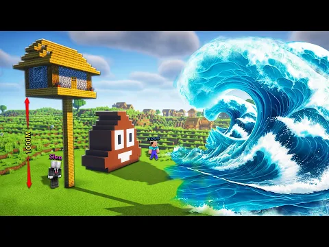 Video Thumbnail: EM TRAI NOOB XÂY NHÀ CỤC PHÂN VÀ SLENDERMAN XÂY NHÀ CAO 1000 MÉT ĐỂ CHỐNG SÓNG THẦN TRONG MCPE