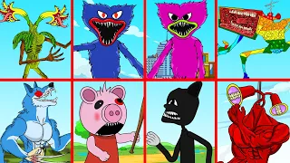 Siren Head, Couple Huggy Wuggy ,Cartoon Dog, Piggy | Roblox Piggy Animation | GV Studio