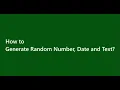 2 How to Generate Random Number Date Text in Ms-Excel -
