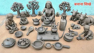 How to make polymer clay miniature kitchen set with clay | Diy Clay Craft tutorial/viral kitchen set