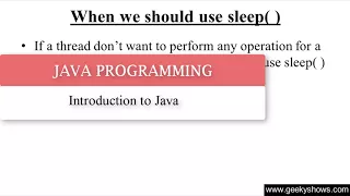 When we should use sleep Method in Java Programming Hindi