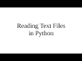 Reading Text Files in Python