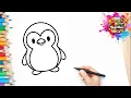 Cute Penguin Drawing Easy Coloring Page Relaxing Art