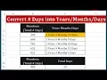How to Convert Days into Years Months and Days in Excel 2013