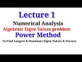 Power Method Numerical Analysis Algebraic Eigenvalue Problem