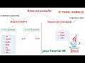 Keywords and Reserved Literals in Java Java Tutorial For Beginners