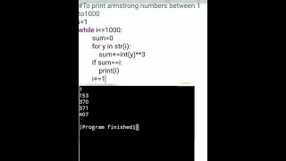 Armstrong number between 1to 1000