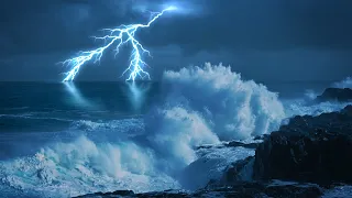 Epic Thunderstorm Huge Ocean Waves Rain Sounds for Sleeping