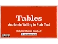 Making Tables
