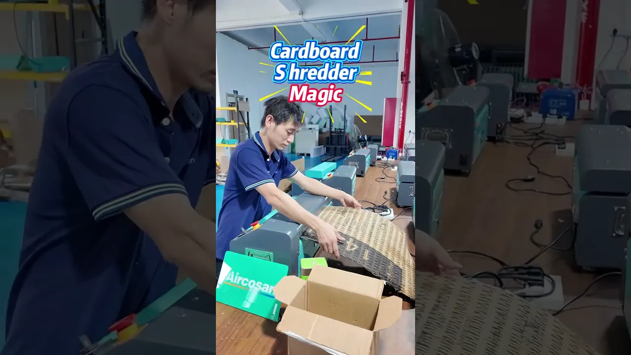 This cardboard shredder turns waste cartons into elastic cushion filler