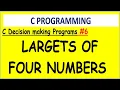 C program Find largest of four numbers Decision making programs else-if example program