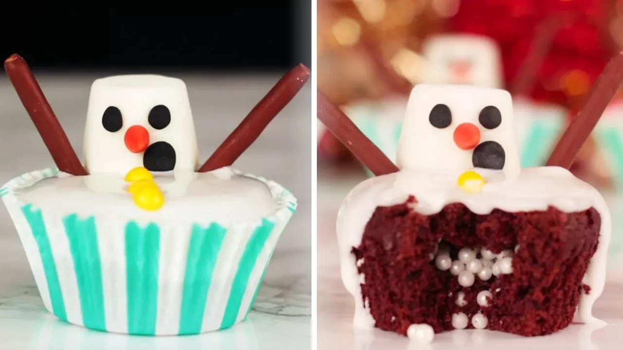 FUN Christmas Dessert Ideas   Yummy DIY SNOWMAN CUPCAKES and More Christmas Treats