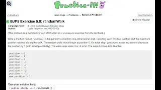 Java Practice It Exercise 5 8 randomWalk method basics random while loops