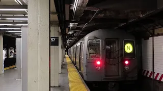 BMT Broadway Local Brooklyn bound R-68 N local train 57th Street-7th Avenue