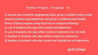 EP 01 Language Python Program Project I go2collage