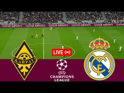 Video Thumbnail: [LIVE] Kairat vs Real Madrid. UEFA Champions League 25/26 Full Match - VideoGame Simulation