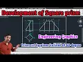 Development of a square prism in Autocad Engineering Drawing Graphic Development in Autocad