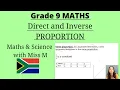 Grade 9 Maths Proportion grade 9 direct and inverse proportion part 1
