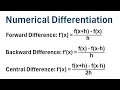 Numerical Differentiation Forward Backward and Central Difference