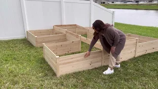AMERLIFE 12x12x2 FT Wooden Raised Garden Bed - H-Shaped Planter Box with Double-Layer Design