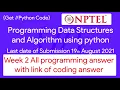 NPTEL Programming Data Structures and Algorithm Using Python week 2 programming Ans with code link