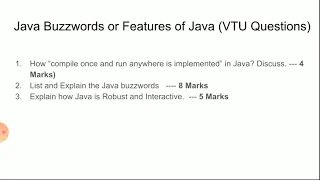 Java Buzzwords or Features of Java Module-2 Chapter-2 -