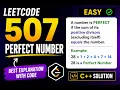 LeetCode 507 Explained in C Perfect Number Easy Solution Beginner Friendly