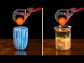 1000 C Red Hot Metal Ball vs Popcorn Rubber Bands more