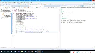 OPERACIONES ARITMETICAS EN JAVA ECLIPSE