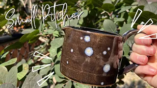 Throwing a Mini Pitcher for Creamer with Specked Glaze and a Large Handle Pottery by Sara