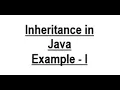 Inheritance in Java - Example 1
