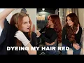 DYE MY HAIR DARK RED WITH ME while I tell you facts about myself