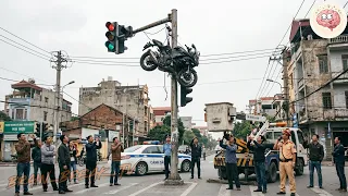 This Motorcycle Ended Up Stuck on a Traffic Light Pole😱|Craziest Traffic Moments Caught on Camera #1