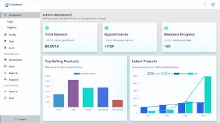 Complete Admin Dashboard with HTML CSS JavaScript