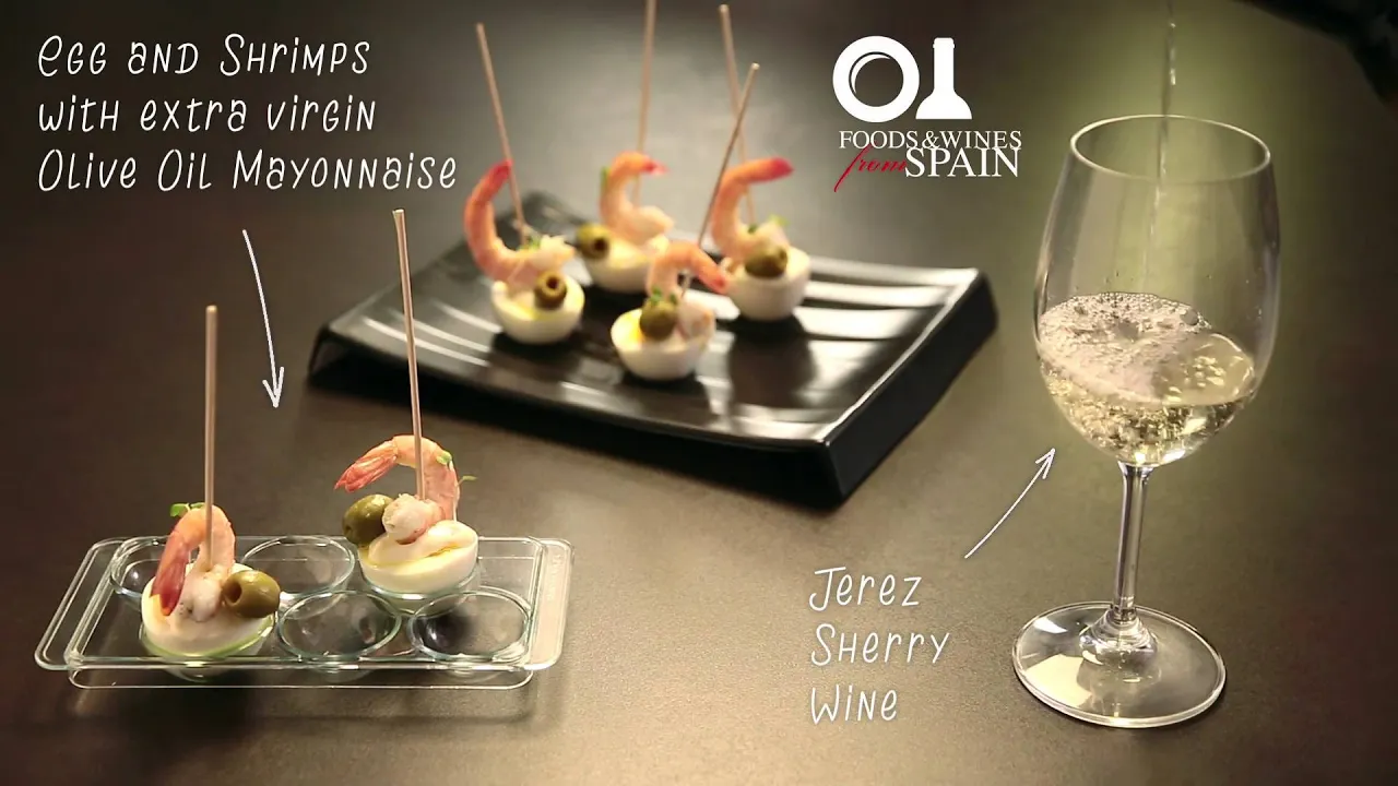 Spanish Tapa: Eggs, Prawns and olives