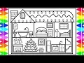 How to Draw a Christmas House with Decorations Christmas Drawing and Coloring Pages for Kids