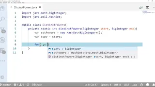 Project Euler problem 29 java Distinct powers